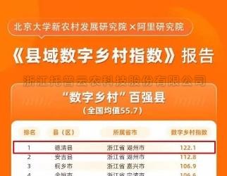 ?数字乡村指数全国百强县域榜单发布，位居榜单前十的县域都做了啥？